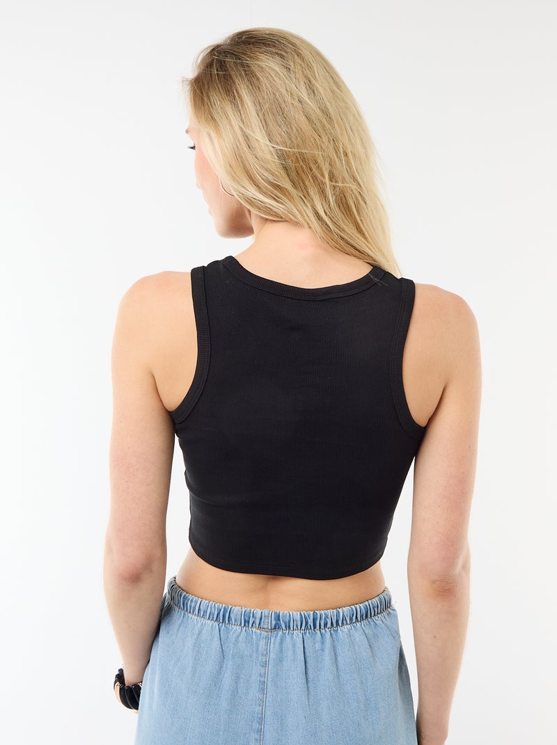Canotta con spalle all'americana Nero - Kiabi