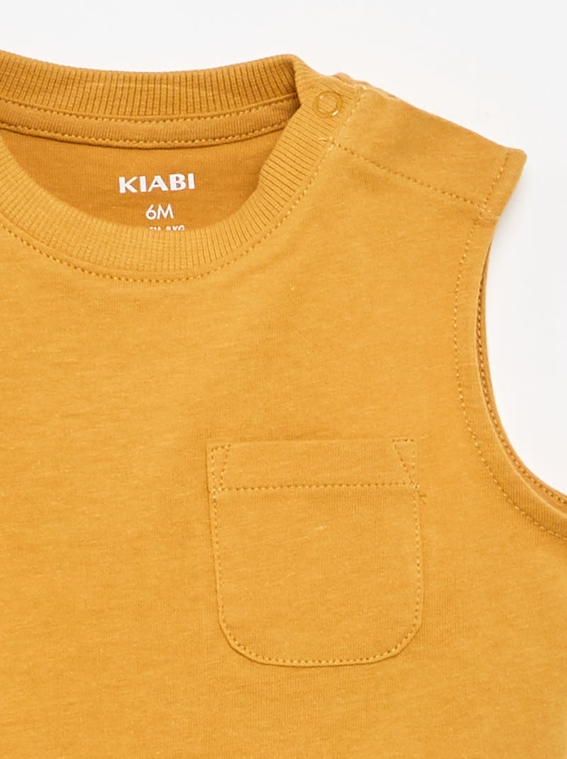 Canotta in jersey di cotone con taschino sul petto Beige - Kiabi