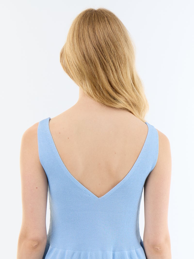 Canotta peplum in maglia a costine Blu - Kiabi