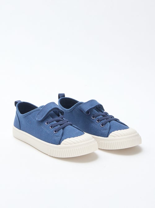 Canvas Low-Top Sneakers with Hook-and-Loop Fastening - Kiabi