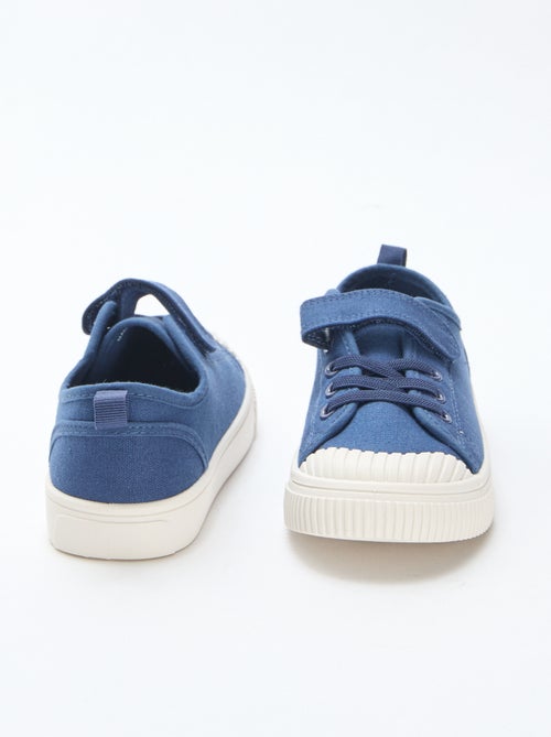 Canvas Low-Top Sneakers with Hook-and-Loop Fastening - Kiabi
