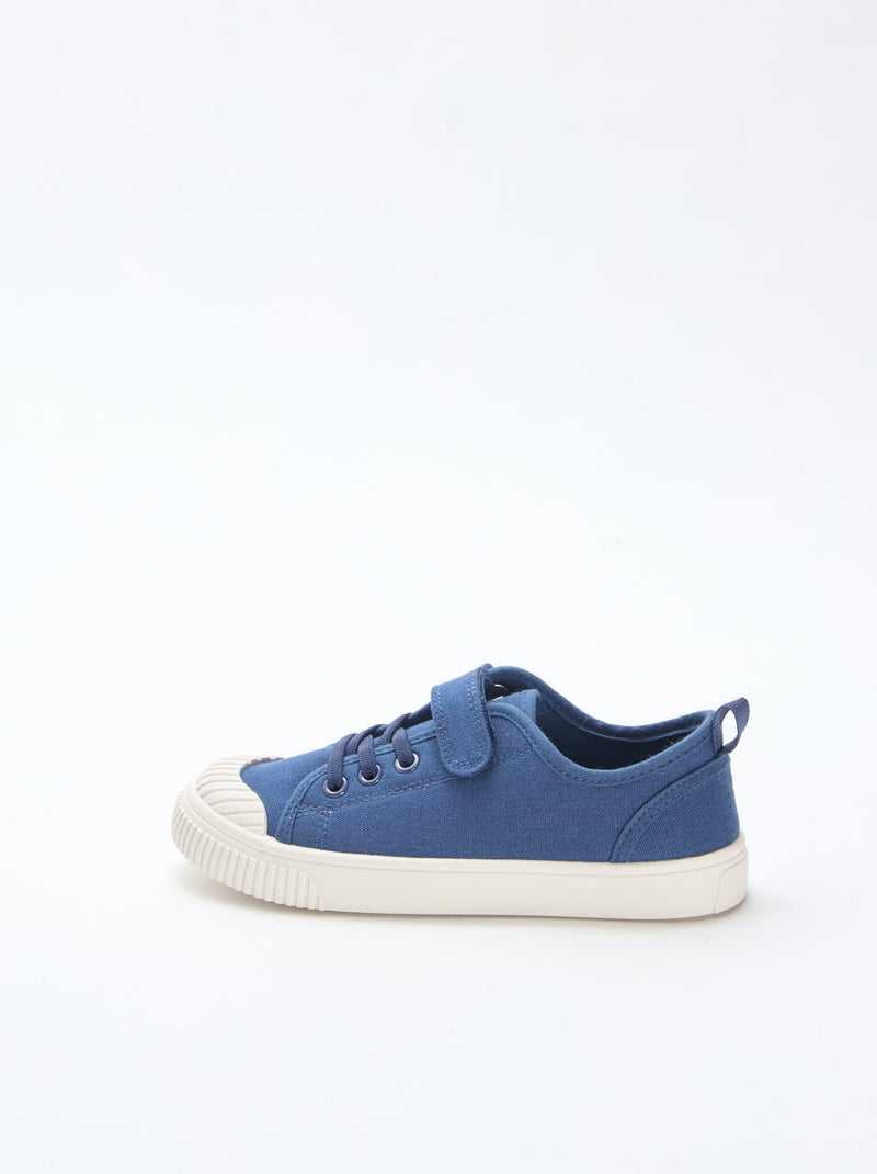 Canvas Low-Top Sneakers with Hook-and-Loop Fastening Blue - Kiabi
