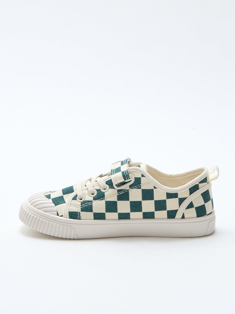 Canvas Low-Top Sneakers with Hook-and-Loop Fastening Green - Kiabi