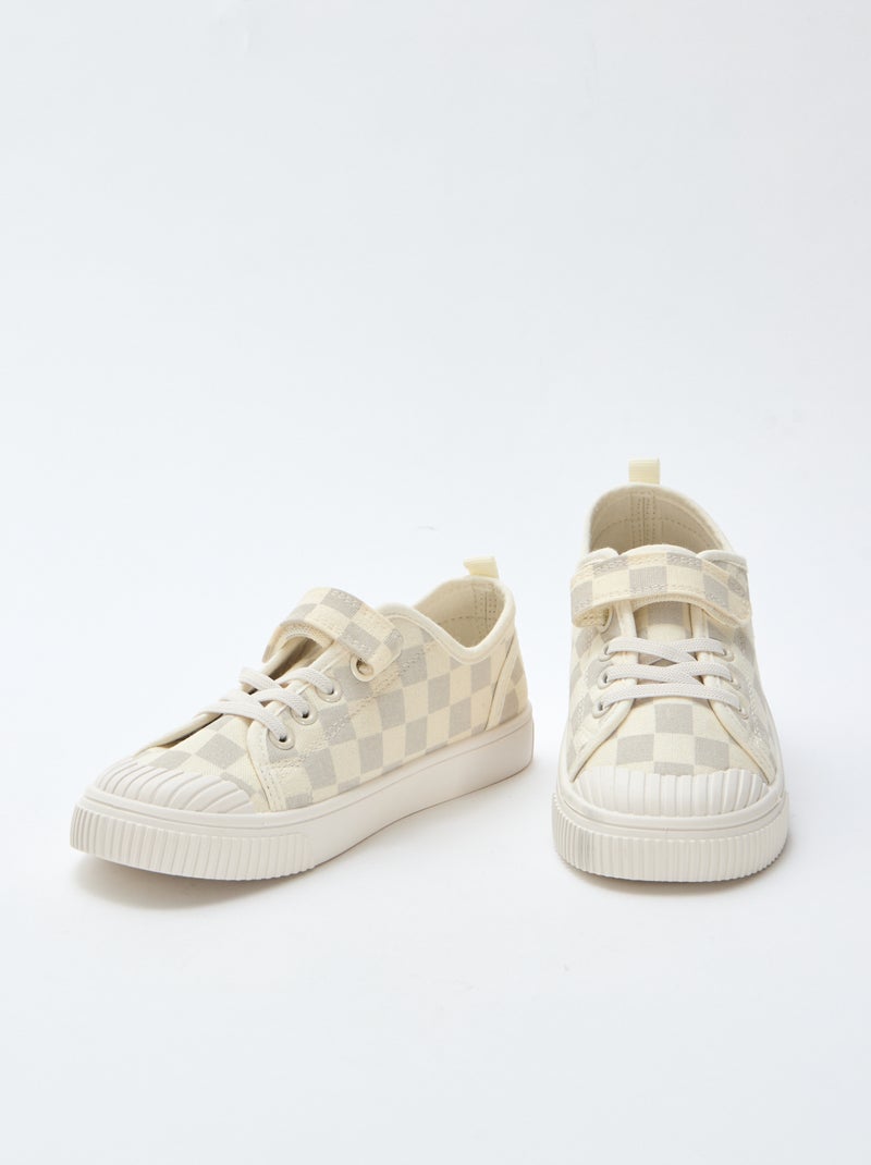 Canvas Low-Top Sneakers with Hook-and-Loop Fastening Grey - Kiabi