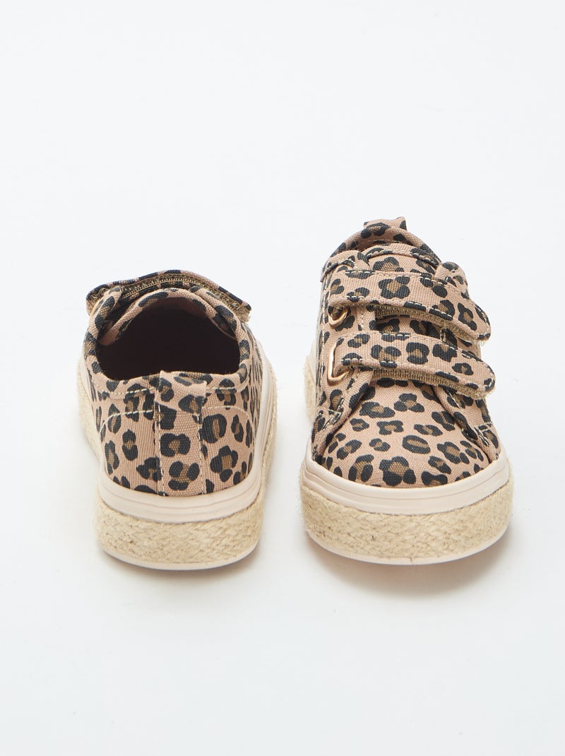 Canvas low-top sneakers with rope sole Brown - Kiabi