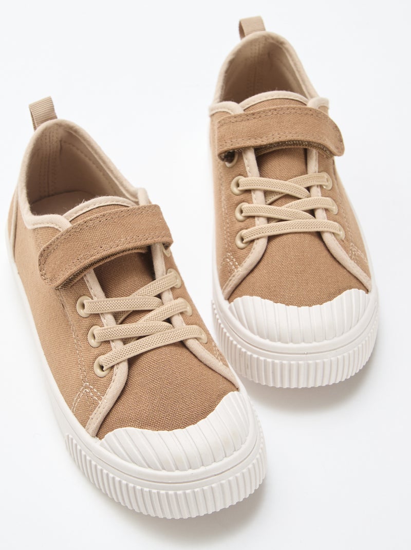 Canvas-Sneaker mit Klettverschluss Braun - Kiabi