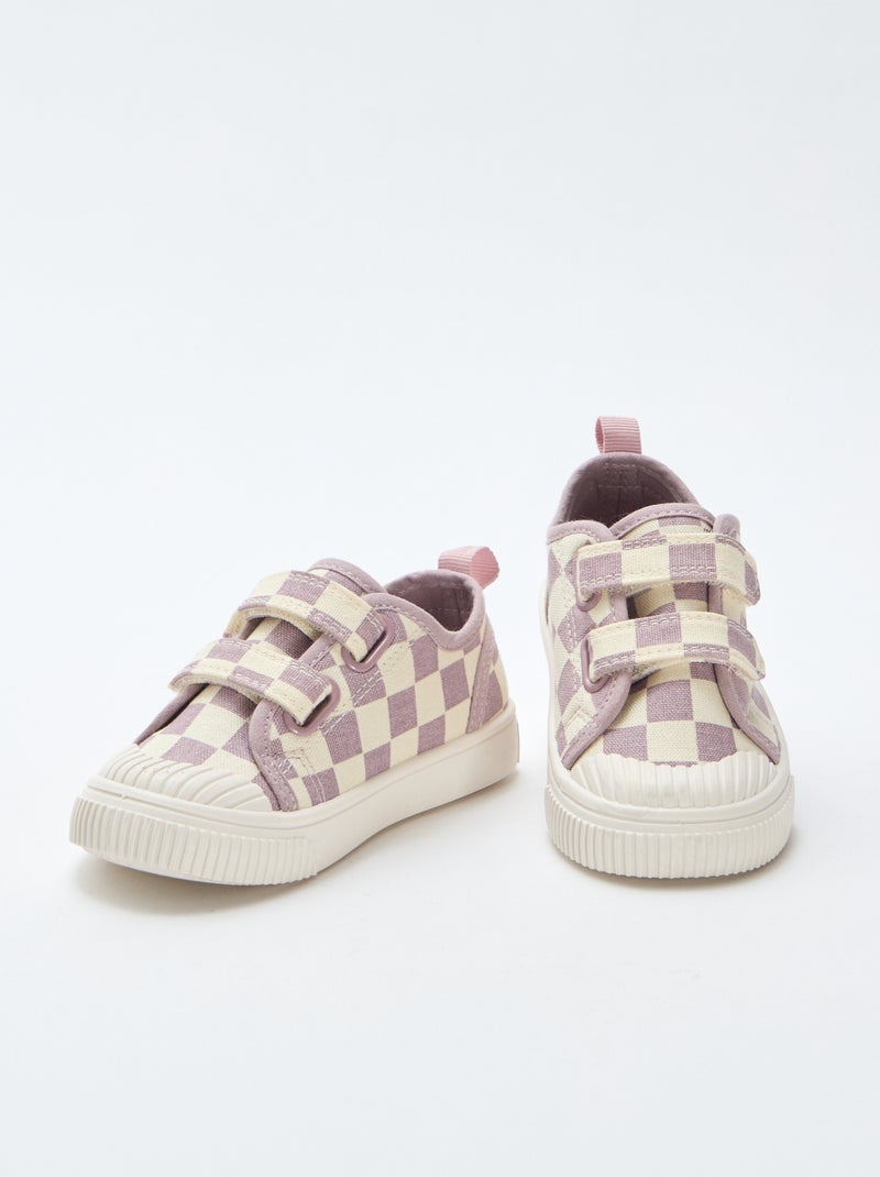 Canvas-Sneakers mit Schachbrettmuster Lila - Kiabi