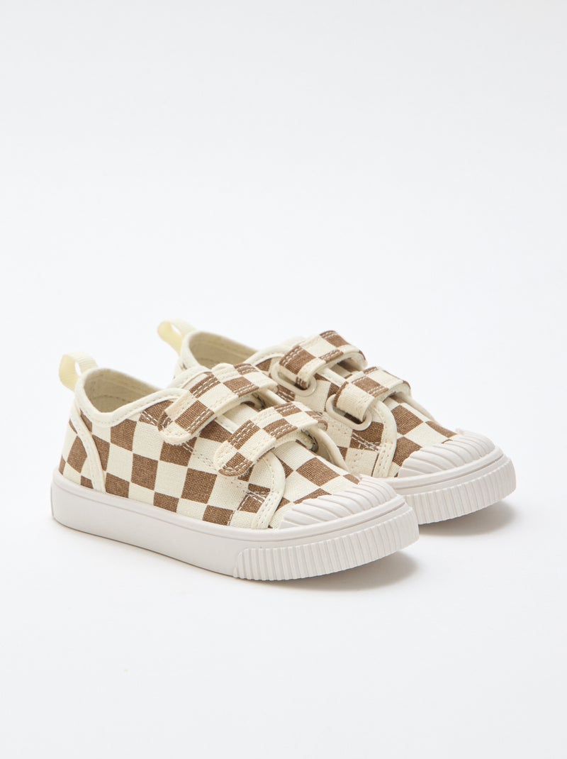 Canvas Sneakers with Hook-and-Loop Fastening Brown - Kiabi