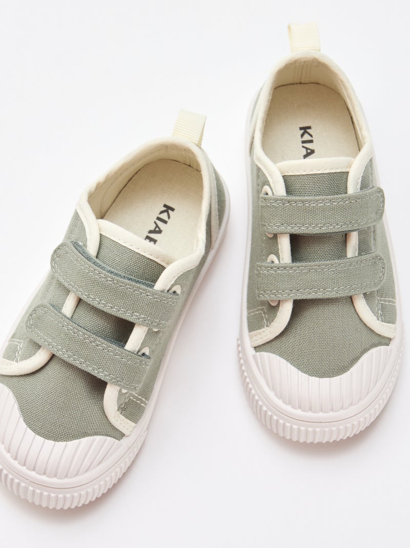 Canvas Sneakers with Hook-and-Loop Fastening Green - Kiabi