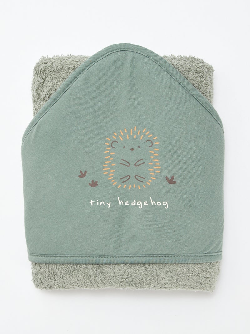 Cape de bain en éponge imprimée - 75 x 75 cm VERT - Kiabi