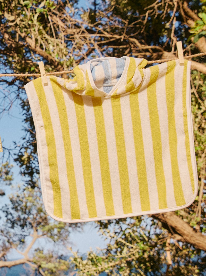 Cape de bain réversible en éponge Jaune - Kiabi