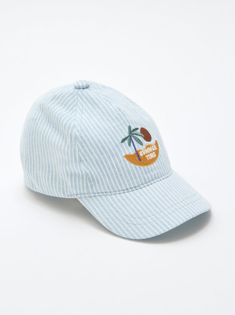 Cappellino a righe con patch ricamato Blu - Kiabi