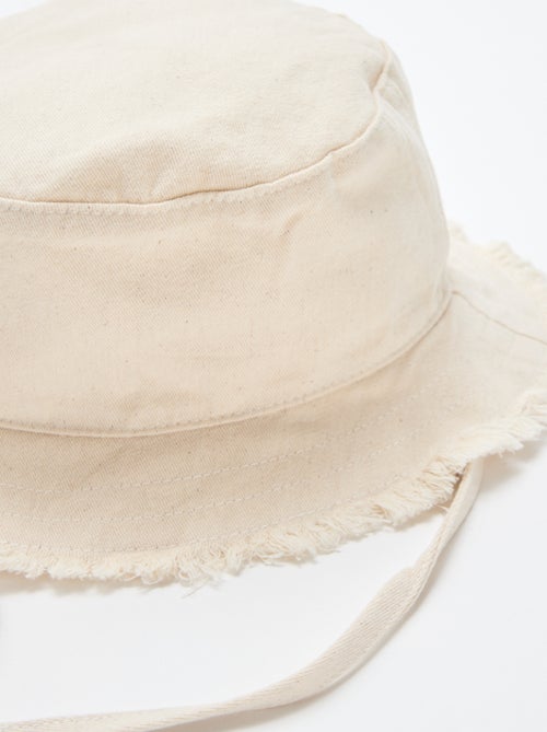 Cappello a secchiello a tinta unita con frange e laccetti in cotone - Kiabi