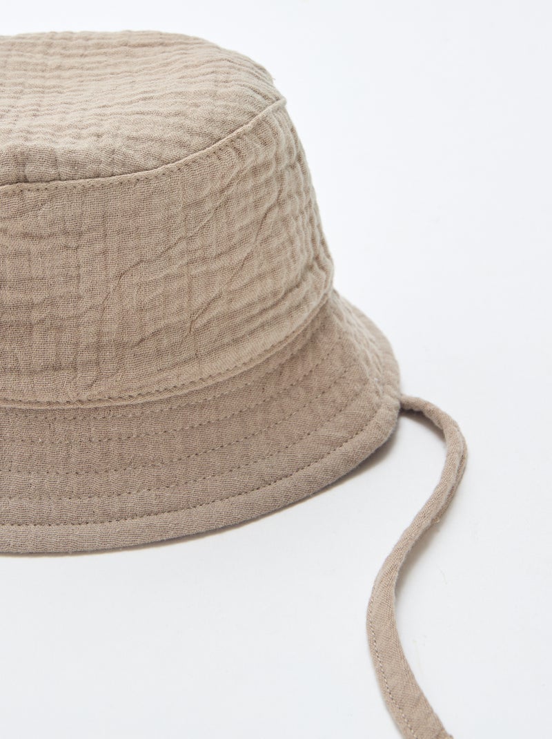 Cappello a secchiello in garza di cotone Marrone - Kiabi
