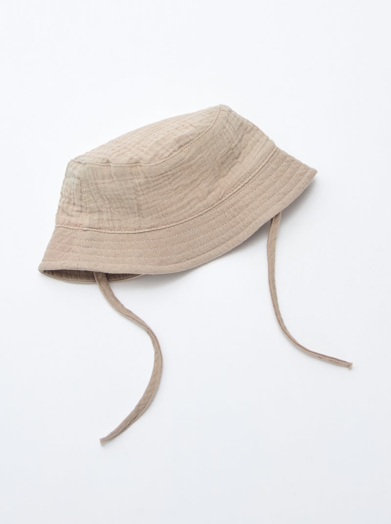 Cappello a secchiello in garza di cotone Marrone - Kiabi
