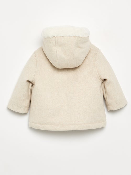 Cappotto effetto lana foderato in pelliccia sintetica - Kiabi