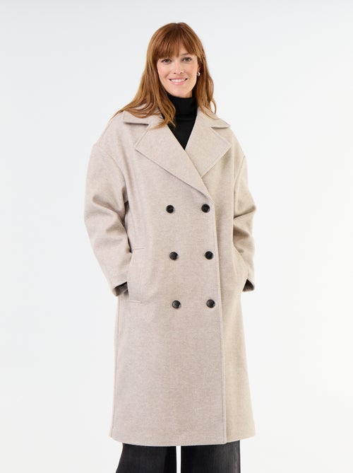 Cappotto lungo effetto lana con collo a revers - Kiabi