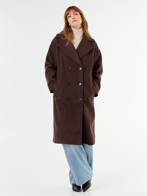 Cappotto lungo effetto lana con collo a revers - Kiabi