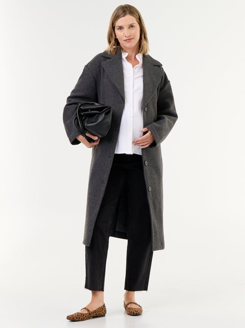 Cappotto lungo in finta lana con collo a revers - Kiabi Cappotto lungo in finta lana con collo a revers - Kiabi