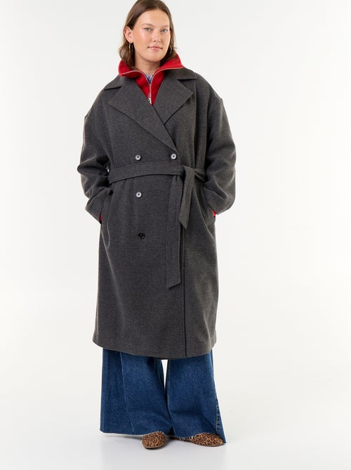 Cappotto lungo in finta lana con collo a revers - Kiabi