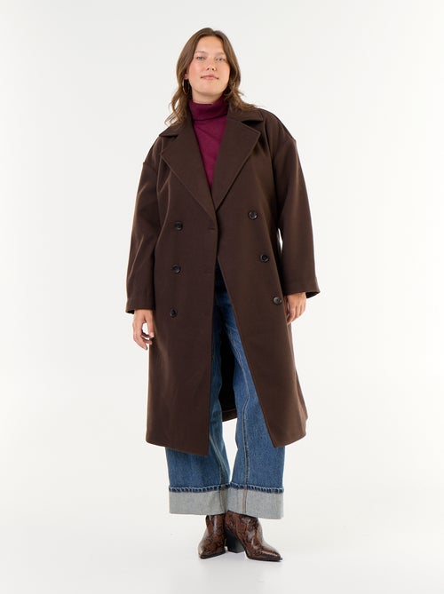 Cappotto lungo in finta lana con collo a revers - Kiabi