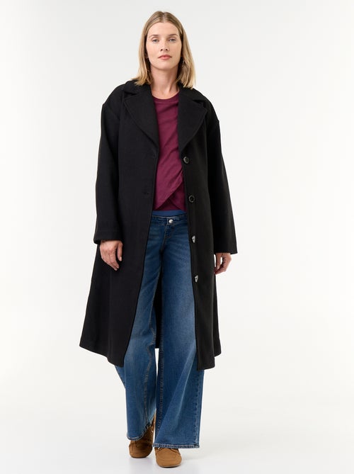 Cappotto lungo in finta lana con collo a revers - Kiabi