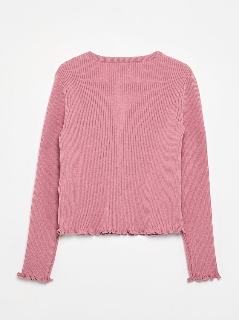 Cardigan a costine a maniche lunghe Rosa - Kiabi