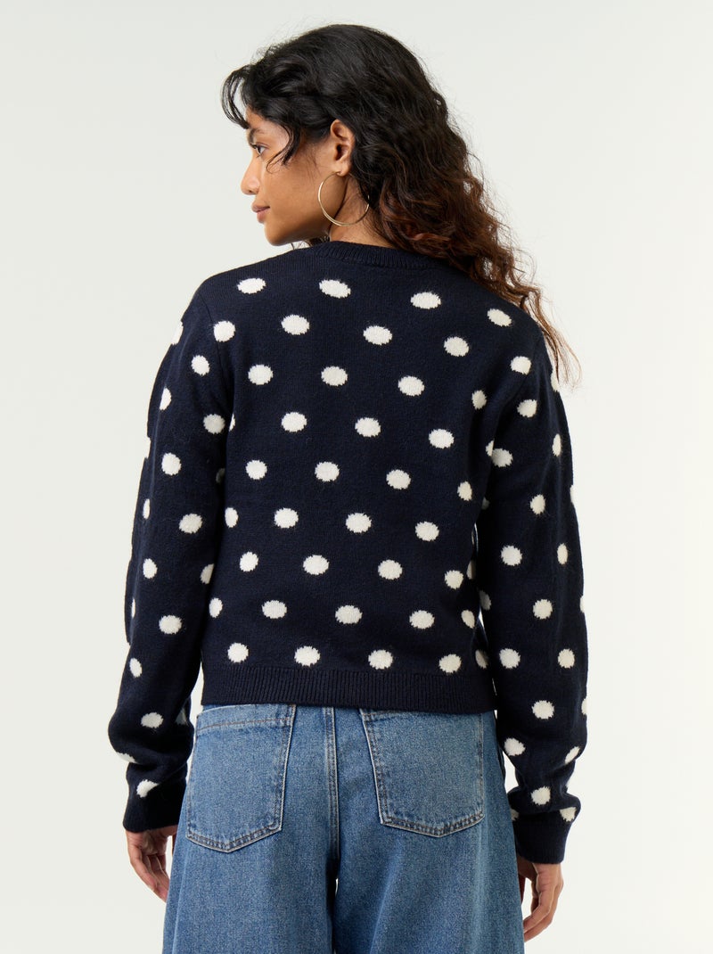 Cardigan a pois e a maniche lunghe Blu - Kiabi