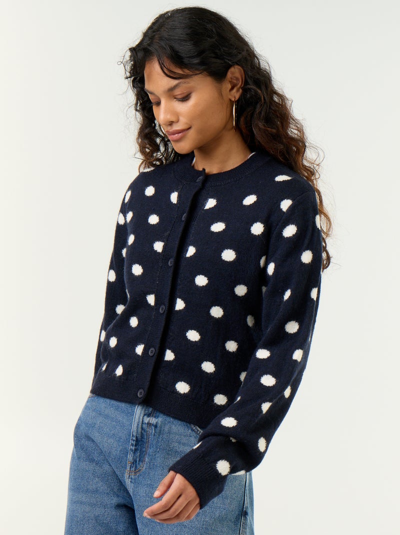 Cardigan a pois e a maniche lunghe Blu - Kiabi