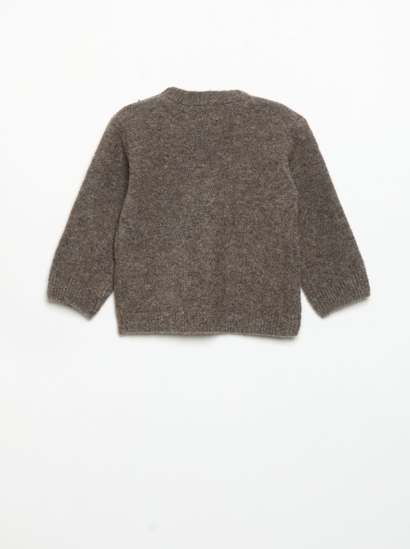 Cardigan a tinta unita con scollo a V Tortora - Kiabi