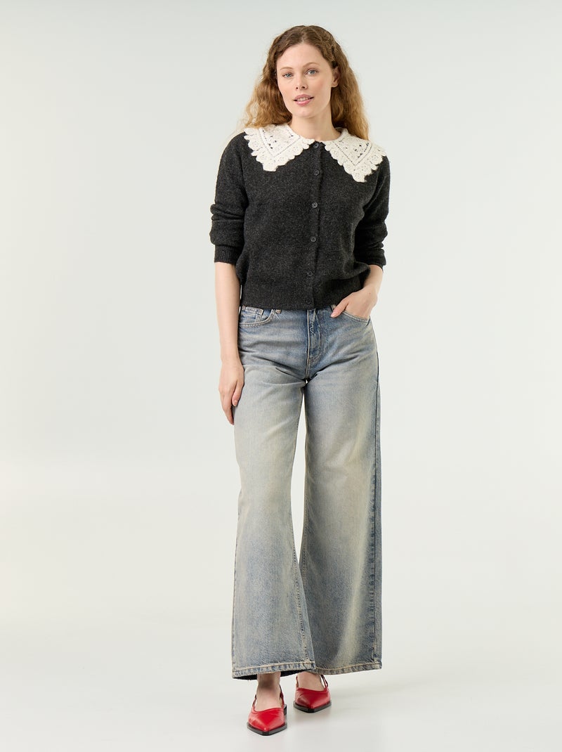 Cardigan abbottonato con colletto Claudine Grigio - Kiabi