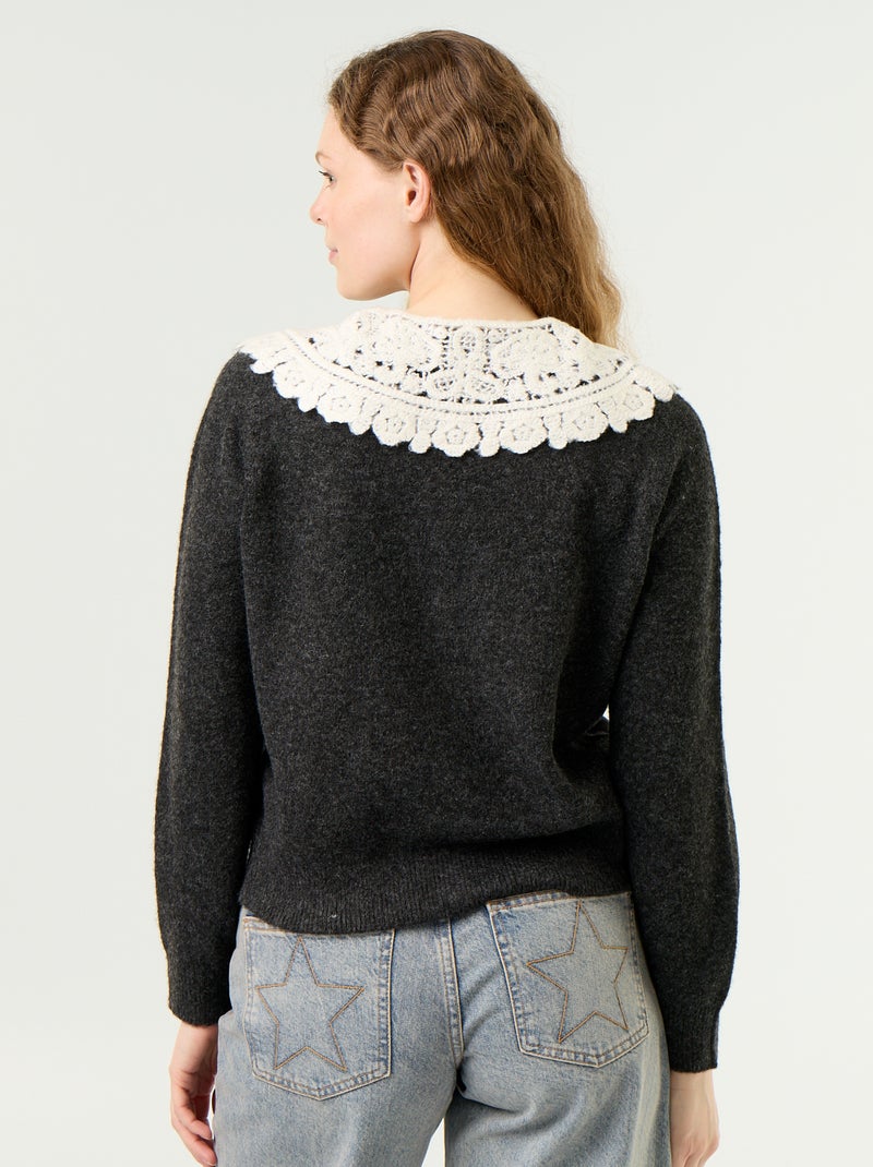 Cardigan abbottonato con colletto Claudine Grigio - Kiabi