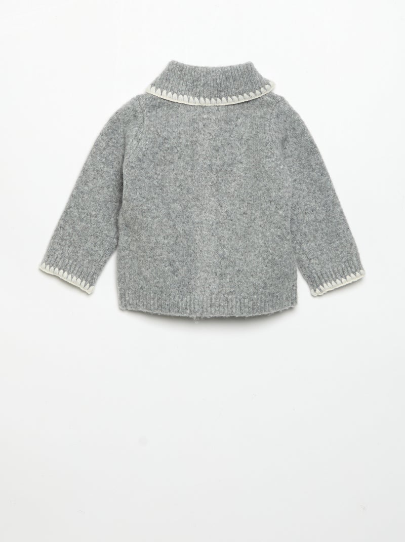 Cardigan con bordi fantasia a contrasto Grigio - Kiabi