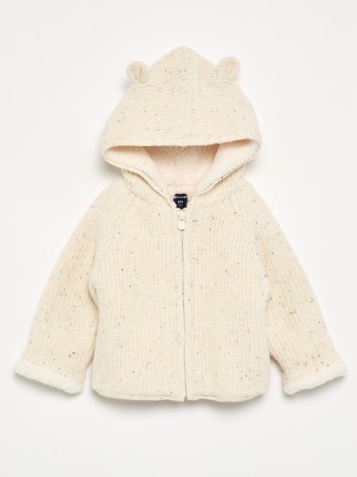 Cardigan con cappuccio e interno effetto montone - Kiabi