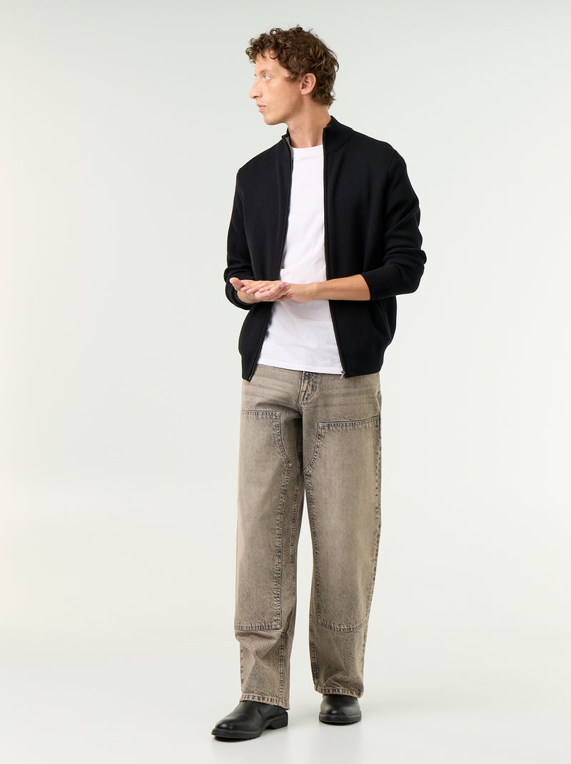 Cardigan con zip e collo alto Nero - Kiabi
