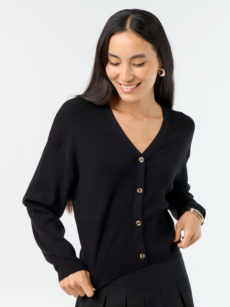 Cardigan cropped con bottoni Nero - Kiabi
