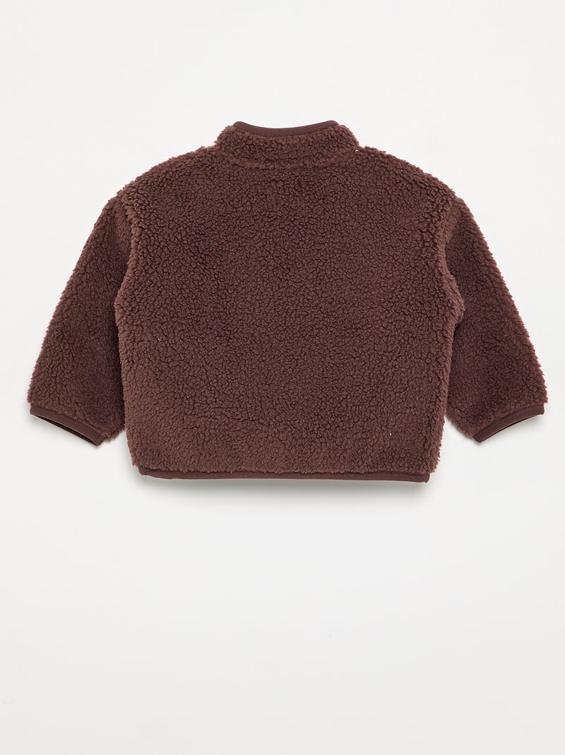 Cardigan effetto montone a maniche lunghe Marrone - Kiabi