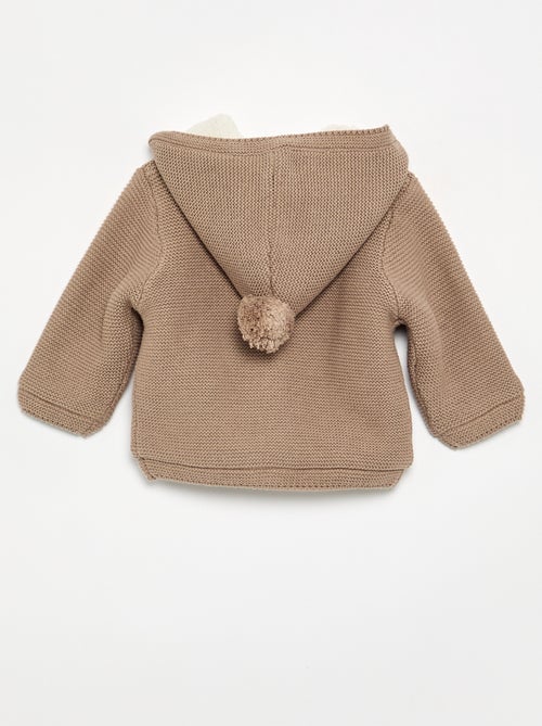 Cardigan foderato con cappuccio a punto legaccio - Kiabi