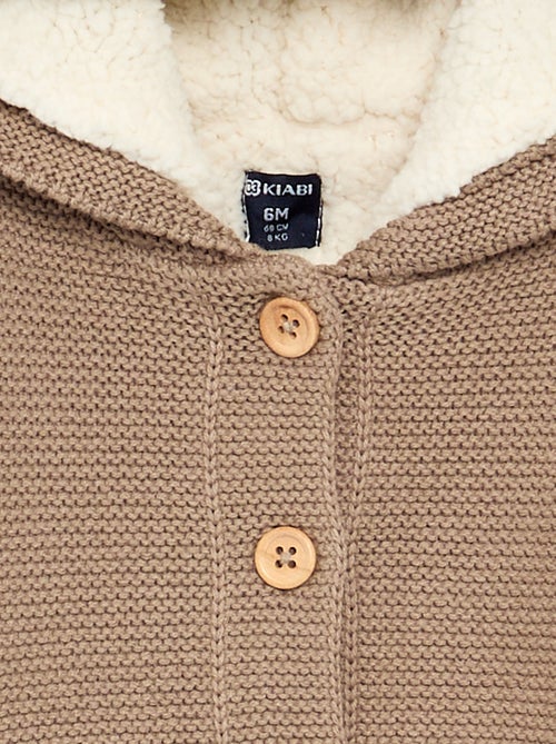 Cardigan foderato con cappuccio a punto legaccio - Kiabi