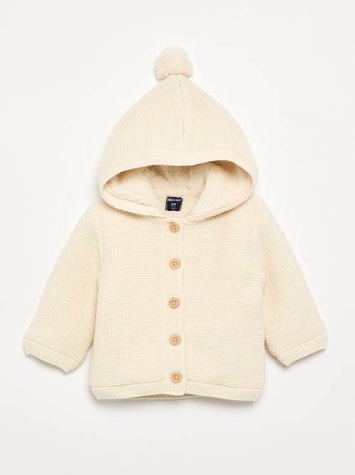 Cardigan foderato con cappuccio a punto legaccio - Kiabi Cardigan foderato con cappuccio a punto legaccio - Kiabi