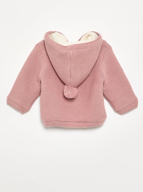 Cardigan foderato con cappuccio a punto legaccio - Kiabi
