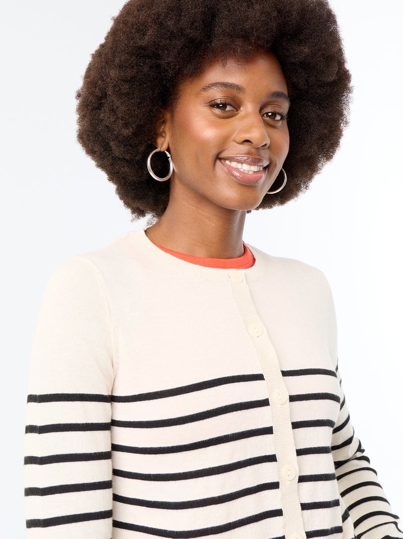 Cardigan girocollo a tinta unita Beige - Kiabi