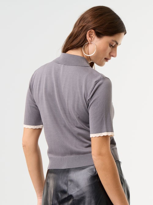 Cardigan in maglia a maniche corte con pizzo - Kiabi