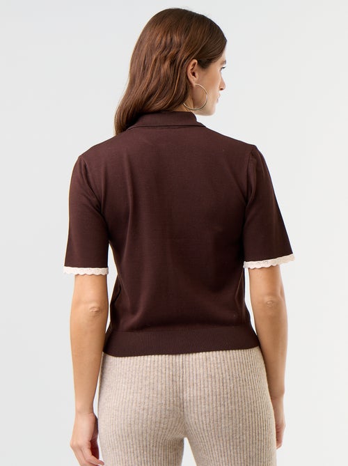 Cardigan in maglia a maniche corte con pizzo - Kiabi