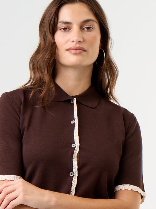 Cardigan in maglia a maniche corte con pizzo - Kiabi