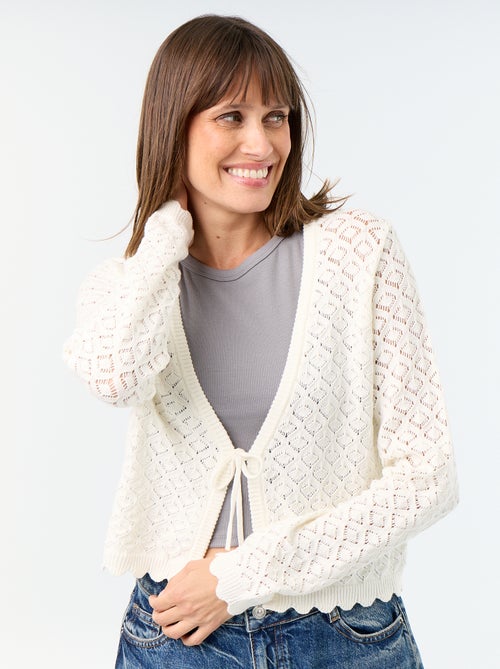 Cardigan in maglia all'uncinetto traforata - Kiabi