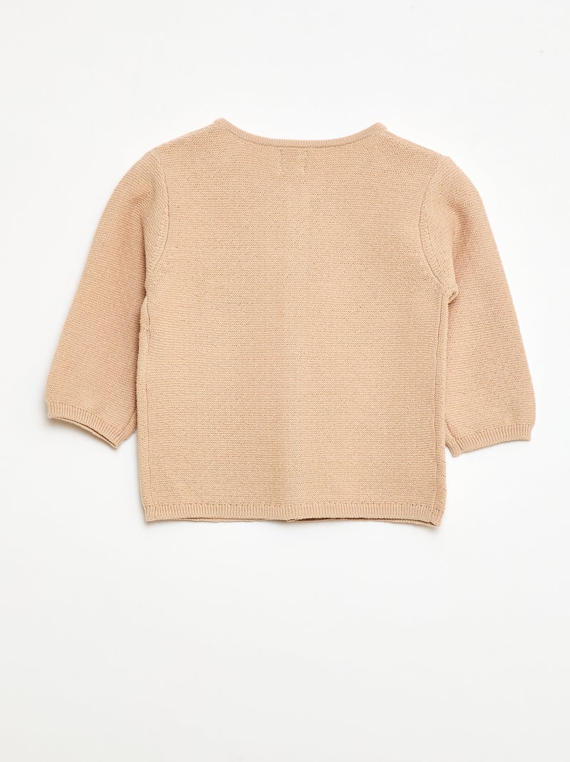 Cardigan in maglia fantasia traforata Beige - Kiabi
