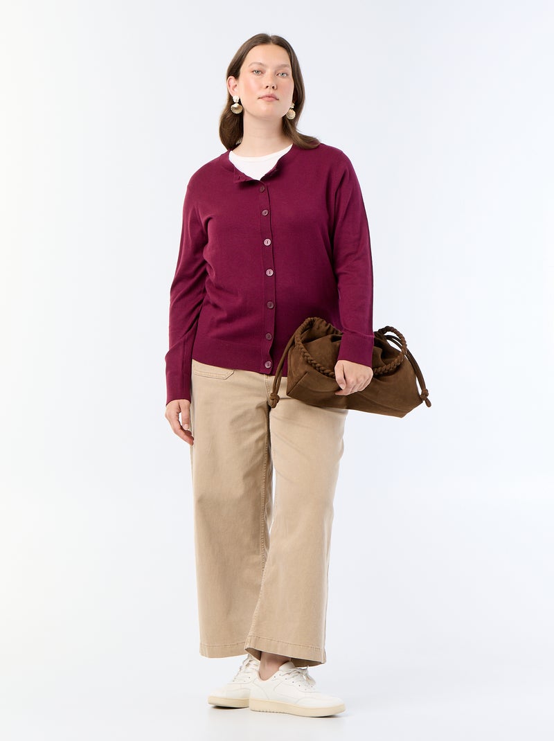 Cardigan in maglia tinta unita Bordeaux - Kiabi