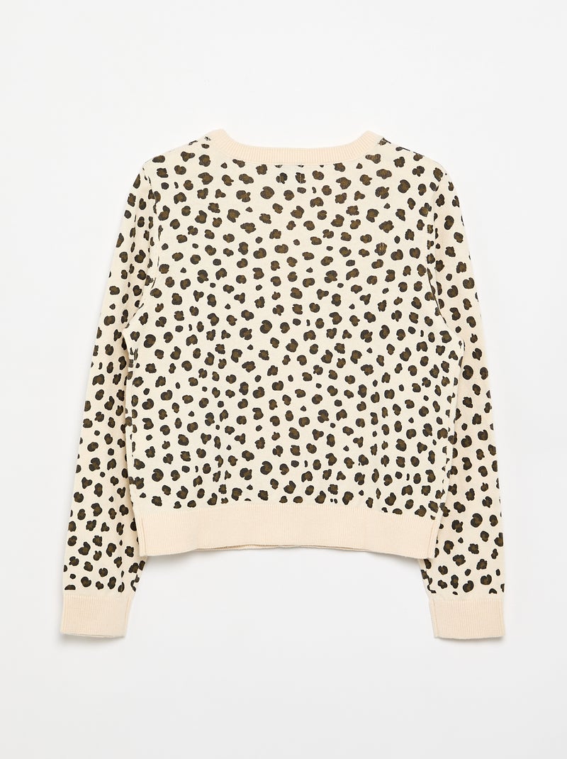 Cardigan leggero a scollo rotondo con stampa leopardata Beige - Kiabi