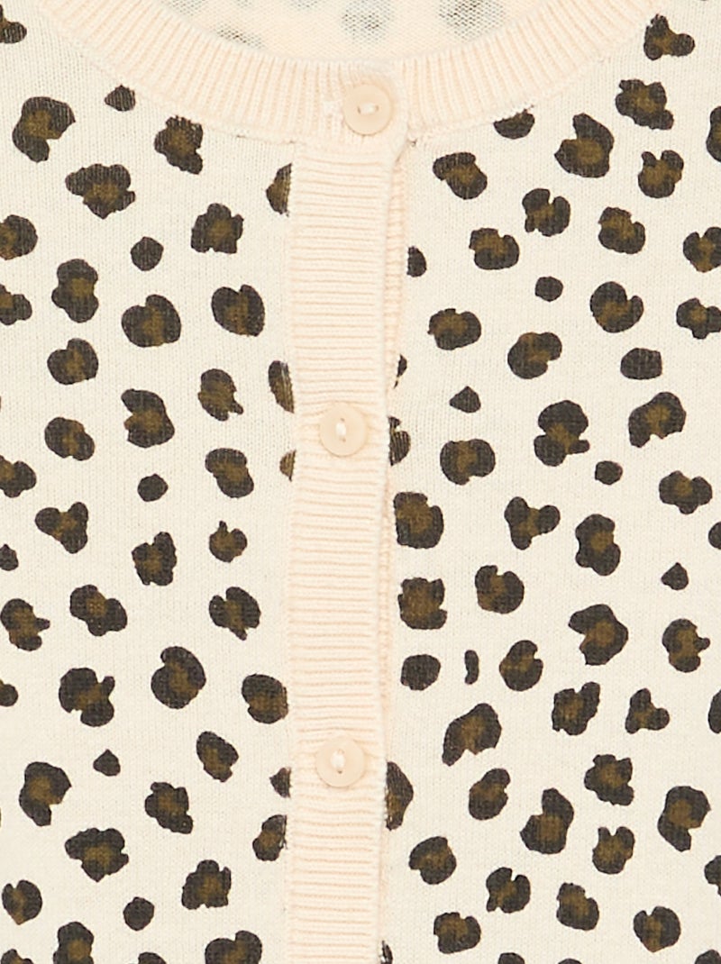 Cardigan leggero a scollo rotondo con stampa leopardata Beige - Kiabi